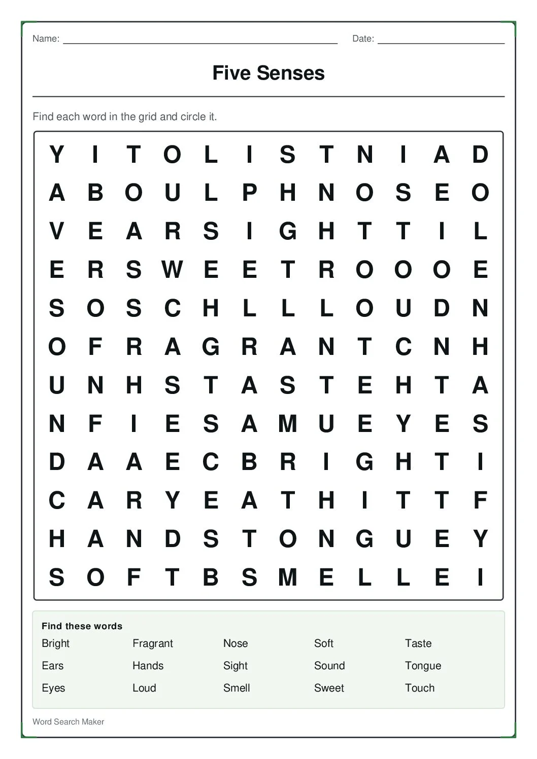 five-senses – first page