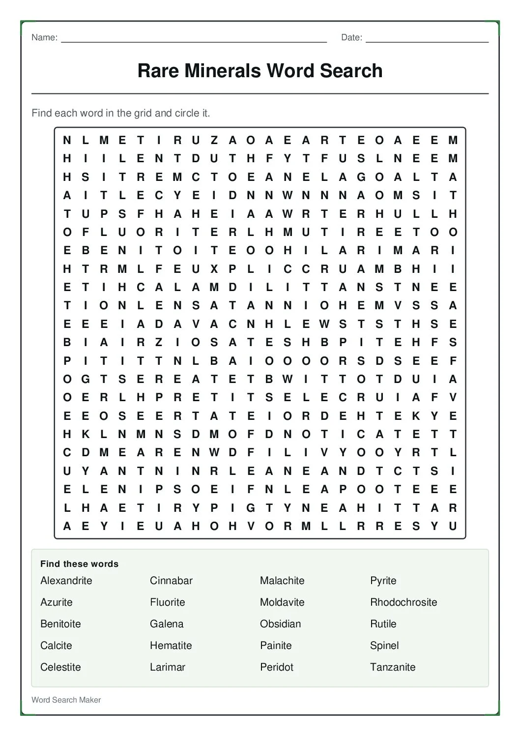 rare-minerals-word-search – first page