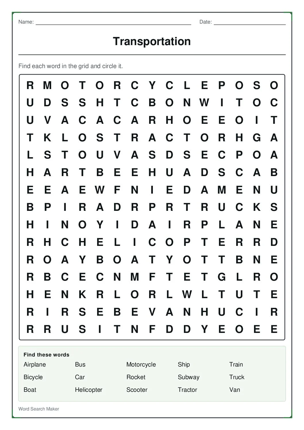 transportation – first page